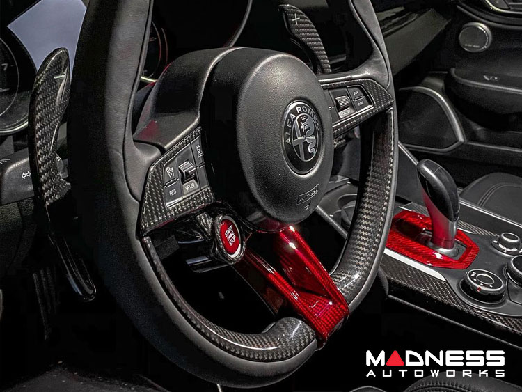Alfa Romeo Stelvio Shift Gate Trim Panel - Carbon Fiber - Pre '20 - Red Carbon